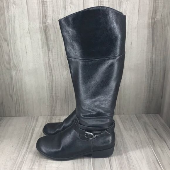 Natural Soul Boots Women's 6 Variant Black Riding Tall Knee High Sidee Zip - Picture 2 of 10